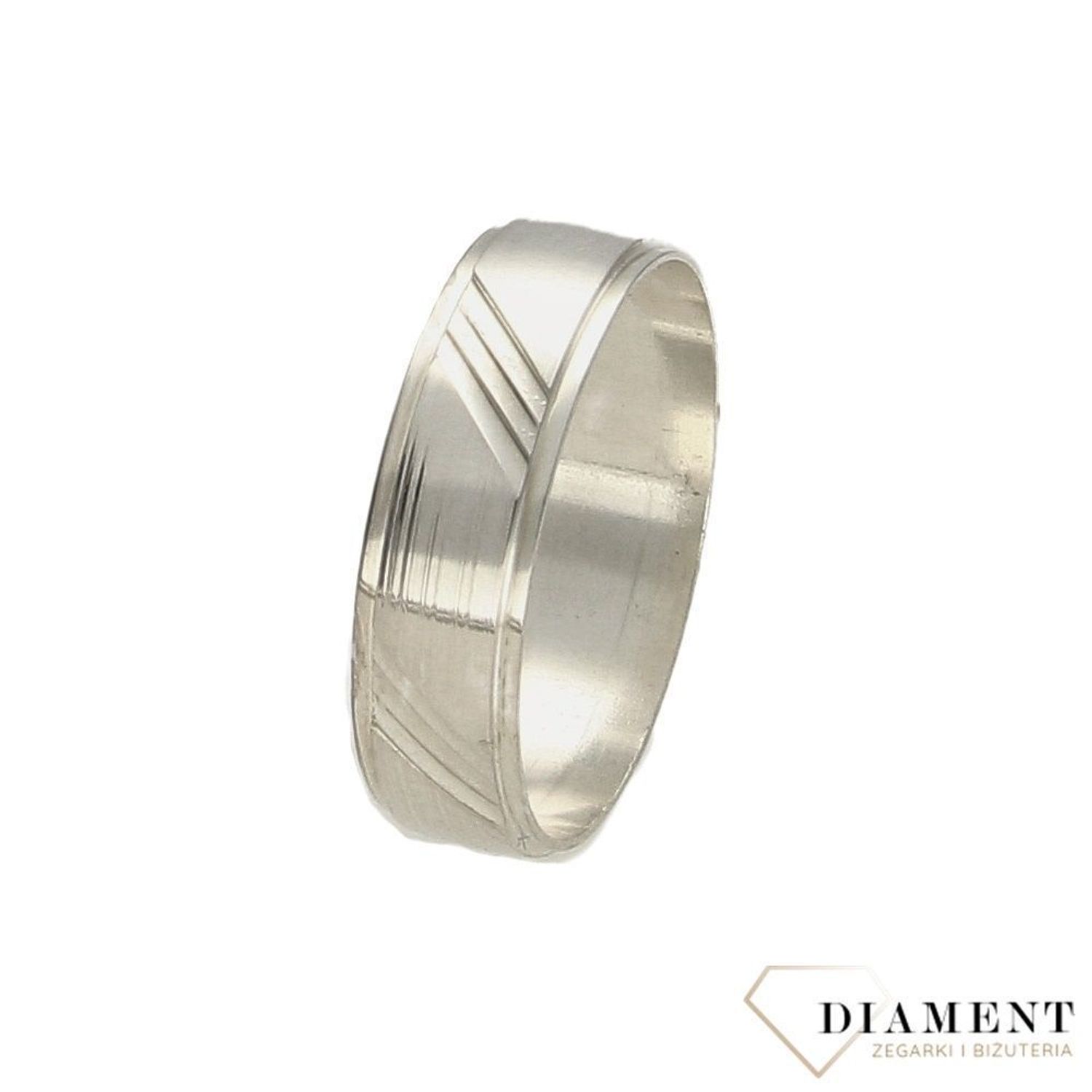 Srebrne obrączka grawerowane trzy skosy LUX06..jpg