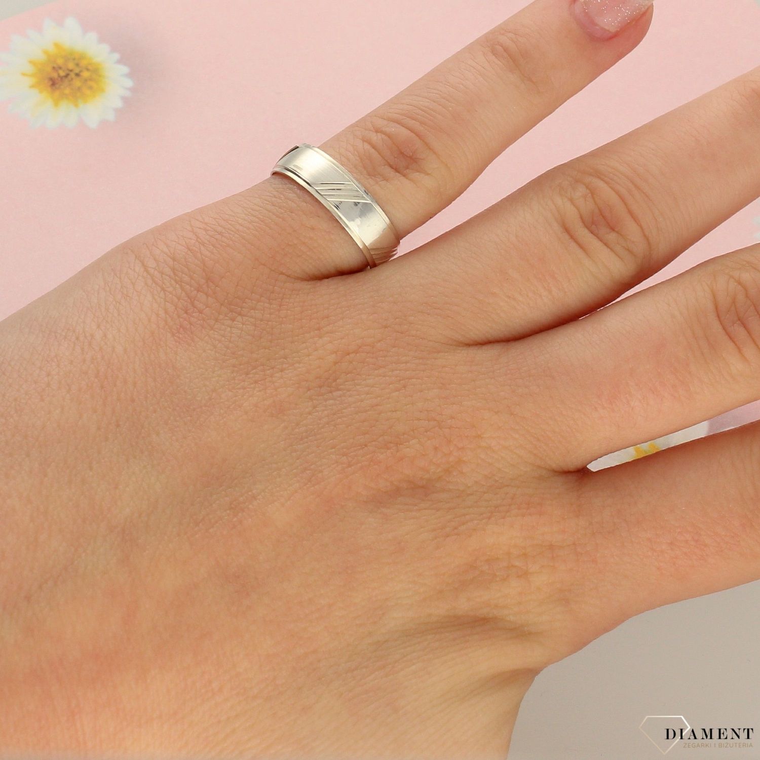 Srebrne obrączka grawerowane trzy skosy LUX06..jpg