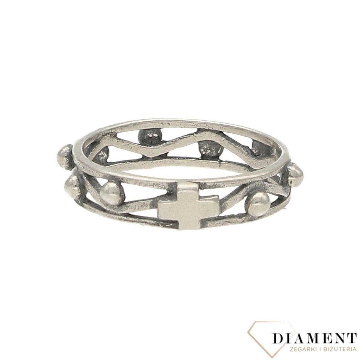 Srebrny pierścionek różaniec srebro 925 LUX15.jpg