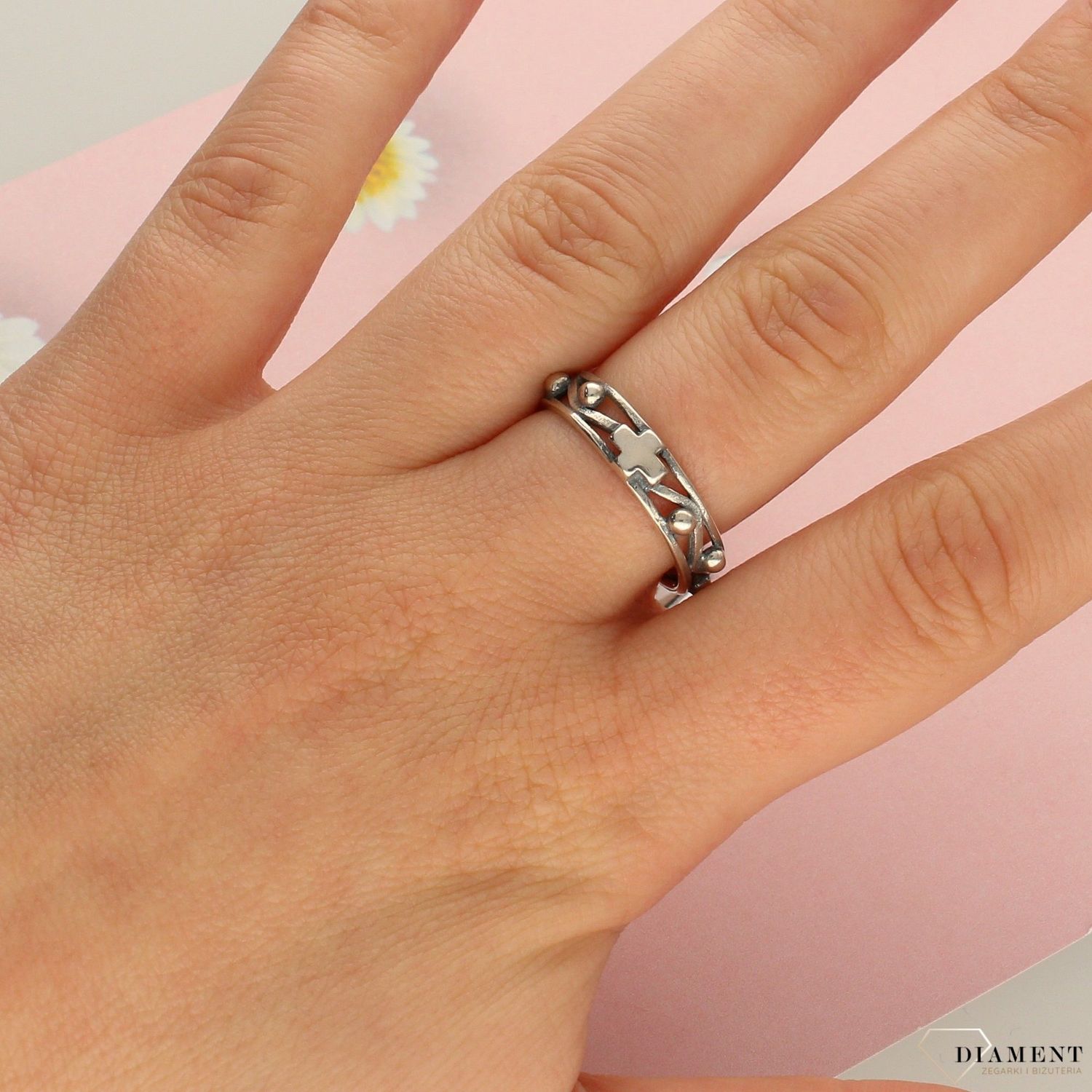 Srebrny pierścionek różaniec srebro 925 LUX15.jpg