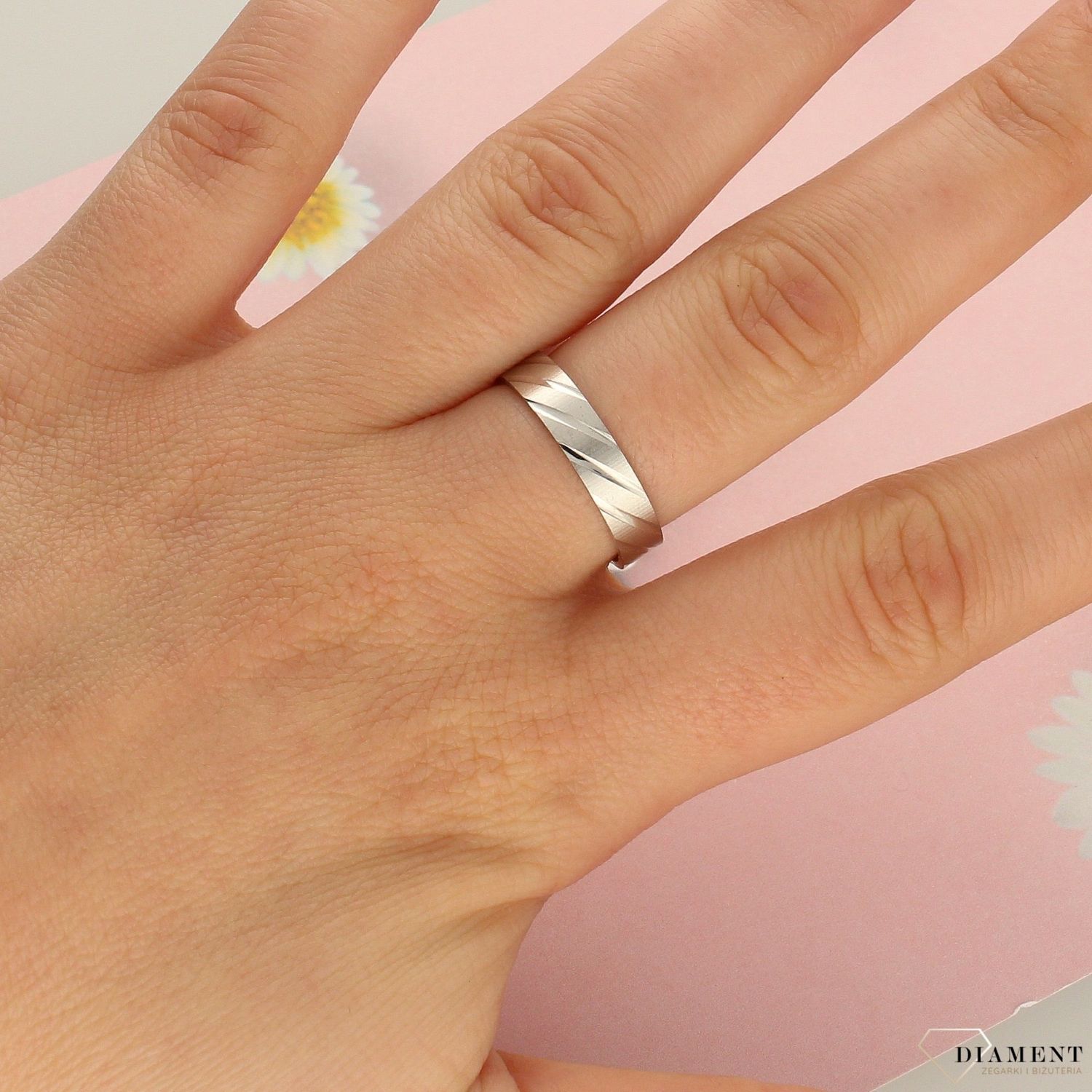 Srebrna obrączka z wzorkiem matowa LUX17 (2).jpg