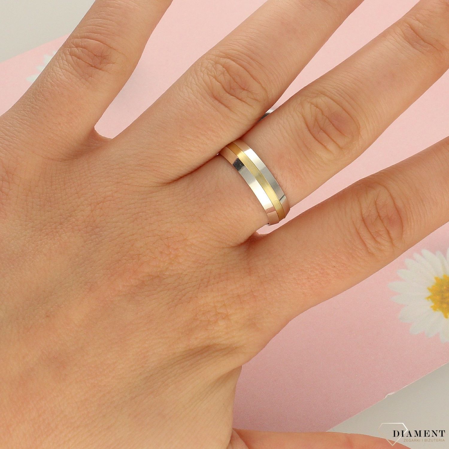 Srebrna obrączki z pozłacanym paskiem LUX20 (2).jpg