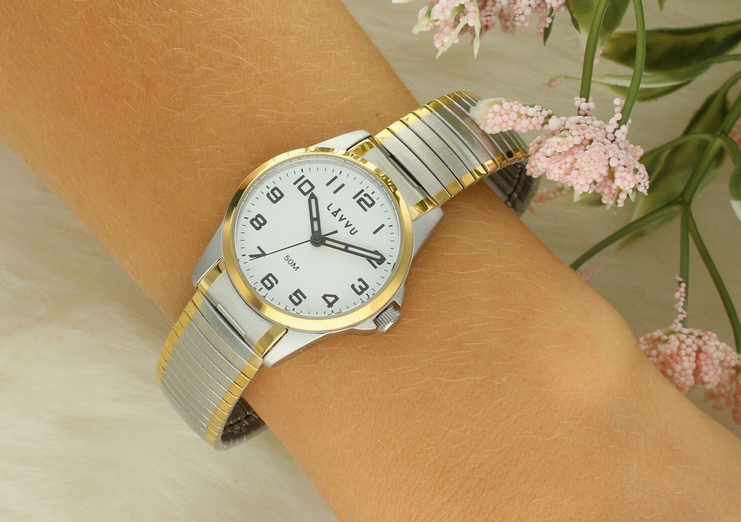 Zegarek damski LAVVU STOCKHOLM Small Bicolor LWL5014 – elegancki zegarek na elastycznej bransolecie (2).jpg