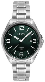 LAVVU HERNING Green – męski zegarek ze szafirowym szkłem, stalową kopertą i bransoletą w zielono-srebrnym wykończeniu. Elegancki, sportowy, wodoodporny 10 ATM, z datownikiem.1.jpg
