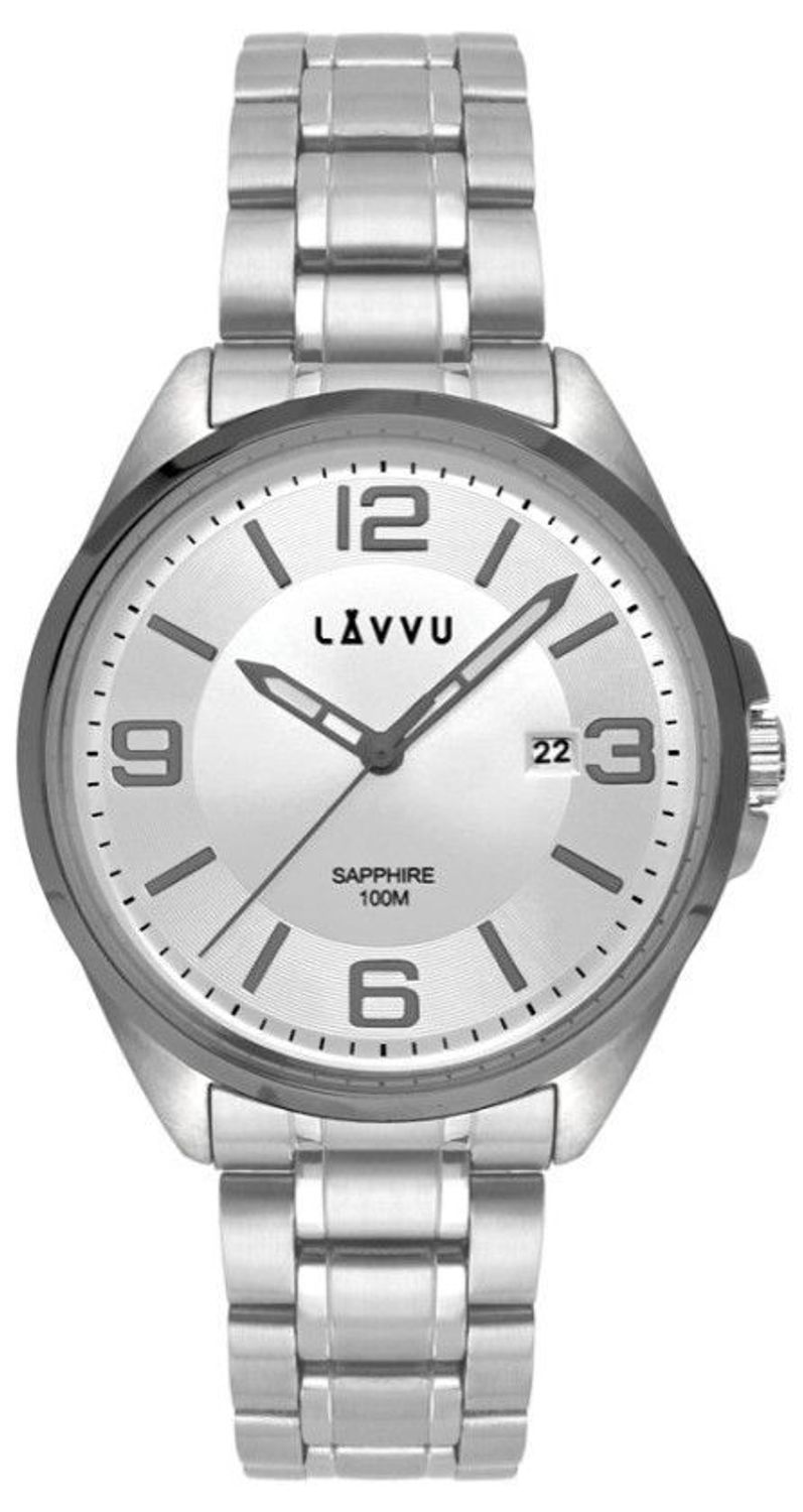 Zegarek męski ze szkłem szafirowym ​LAVVU LWM0097. Męski zegarek na bransolecie. Zegarek męski z szafirowym szkłem. Zegarek męski Lavvu z datownikiem. Męski zegarek idealny na prezent..jpg