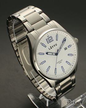 Zegarek męski szafirowe szkło ​LAVVU Biała tarcza LWM0160. Minimalistyczny i modny zegarek męski najwyższej jakości, który jest funkcjonalny i  szkło szafirowe, świecące cyfry, wodoszczelność 100 M, stalową kopertę. Idealny  (3).jpg