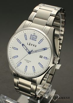 Zegarek męski szafirowe szkło ​LAVVU Biała tarcza LWM0160. Minimalistyczny i modny zegarek męski najwyższej jakości, który jest funkcjonalny i  szkło szafirowe, świecące cyfry, wodoszczelność 100 M, stalową kopertę. Idealny  (4).jpg