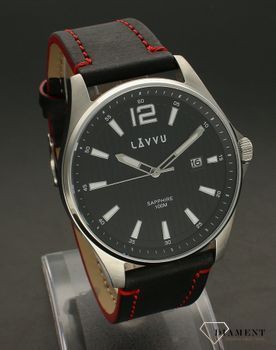 Zegarek męski ze szkłem szafirowym LAVVU Nordkapp LWM0165. Modny zegarek, który został stworzony z myślą o mężczyznach poszukujących inspiracji do codziennych stylizacji. Szafirowe szkło, skórzany pasek w kolorze czarnym z c (3).jpg