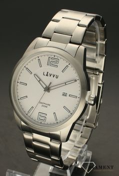 Zegarek męski szafirowe szkło ​LAVVU Biała tarcza LWM0190. Zegarek męski najwyższej jakości, który jest funkcjonalny i posiada kilka unikalnych rzeczy takich jak szkło szafirowe, świecące cyfry, wodoszczelność 200 M, stalową k (1).jpg