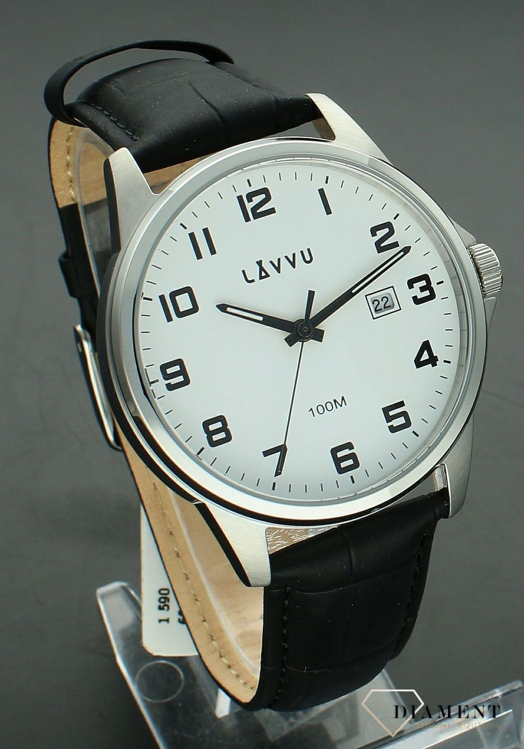 Zegarek męski na pasku LAVVU ÖREBRO LWM0240. Modny zegarek dla dziadka. zegarek dla emeryta. Klasyczny zegarek z wyraźnymi cyframi. Minimalistyczny i modny zegarek męski najwyższej jakości, posiada wodoszczelność 100 M,.png