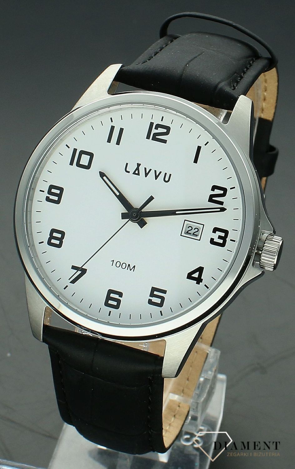 Zegarek męski na pasku LAVVU ÖREBRO LWM0240. Modny zegarek dla dziadka. zegarek dla emeryta. Klasyczny zegarek z wyraźnymi cyframi. Minimalistyczny i modny zegarek męski najwyższej jakości, posiada wodoszczelność 100 M,.png