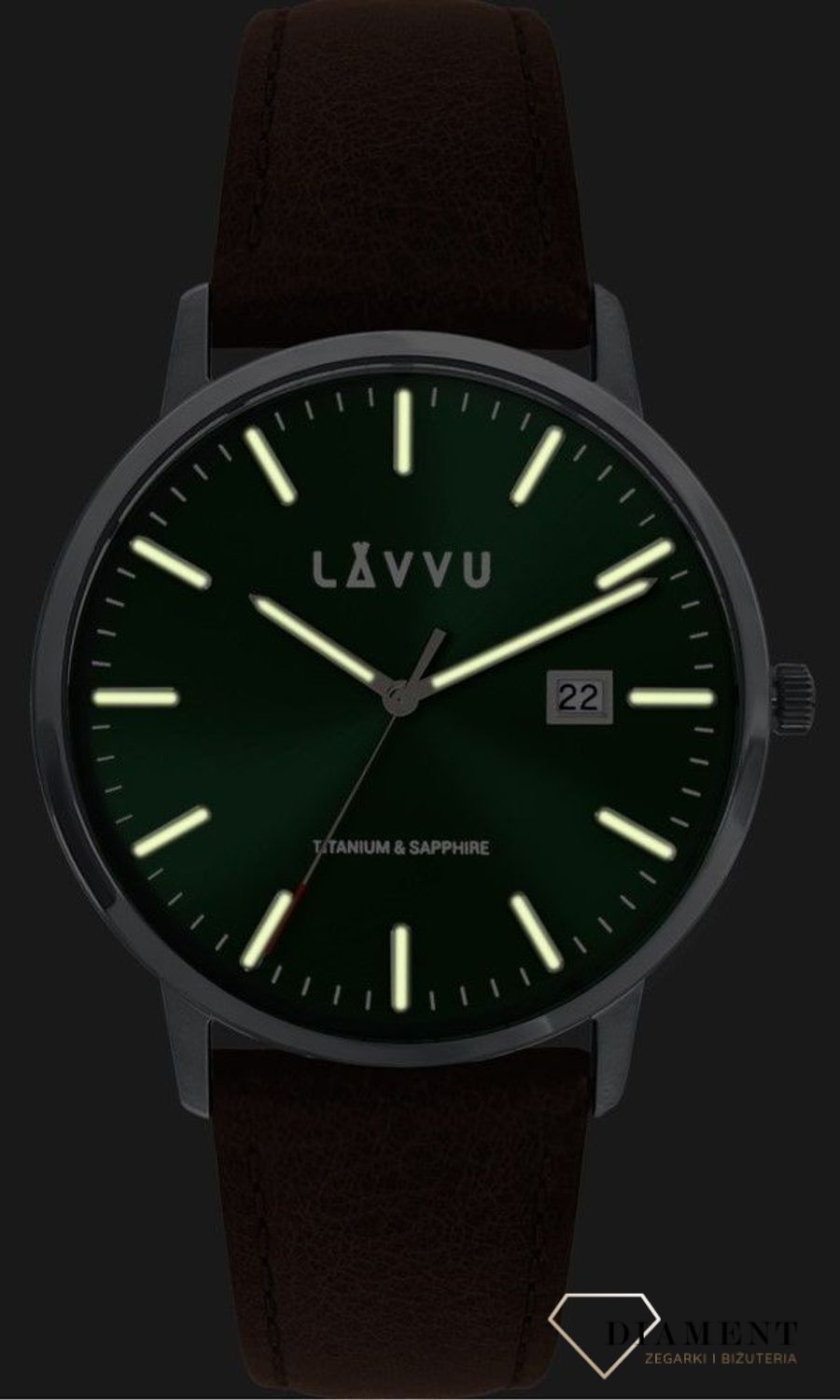 Zegarek Lavvu męski z szafirowym szkłem Copenhagen Titanium Green LWM0261 Modny zegarek, który został stworzony z myślą o mężczyznach poszukujących inspiracji do codziennych stylizacji. Szafirowe szkło.jpg