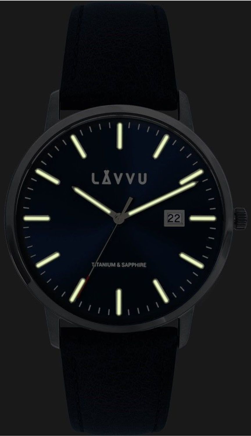 Zegarek Lavvu męski z szafirowym szkłem Copenhagen Titanium Blue LWM0262 Modny zegarek, który został stworzony z myślą o mężczyznach poszukujących inspiracji do codziennych stylizacji. Szafirowe szkło, skórzany pasek w.jpg