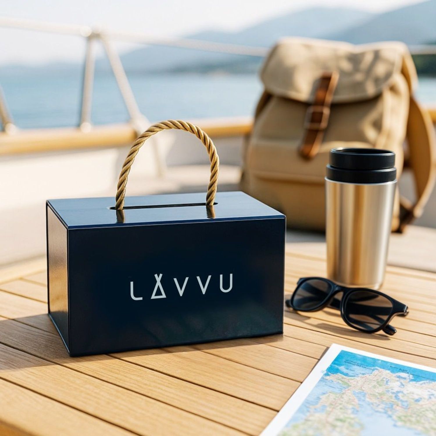 LAVVU HALLAND Blue – męski zegarek ze szafirowym szkłem, stalową kopertą i bransoletą w srebrno-niebieskim wykończeniu. Elegancki, sportowy, wodoodporny 10 ATM, z datownikiem.1.jpg