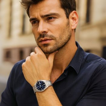 LAVVU HALLAND Blue – męski zegarek ze szafirowym szkłem, stalową kopertą i bransoletą w srebrno-niebieskim wykończeniu. Elegancki, sportowy, wodoodporny 10 ATM, z datownikiem.2.jpg