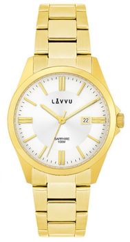 LAVVU HALLAND Gold – męski zegarek ze szafirowym szkłem, stalową kopertą i bransoletą w srebrno-złotym wykończeniu. Elegancki, sportowy, wodoodporny 10 ATM, z datownikiem.1.jpg