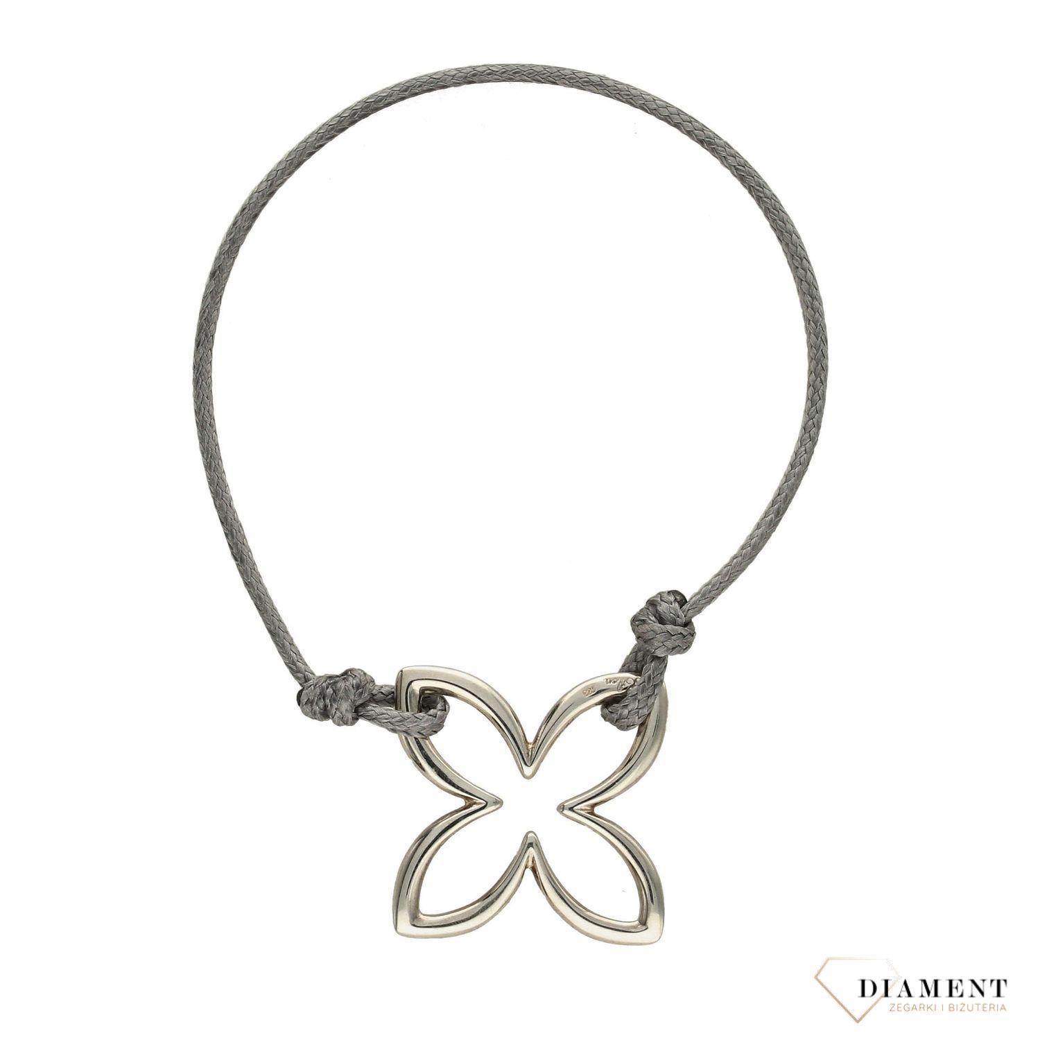 Bransoletka na sznurku szarym srebrna koniczynka Liluo Lilau to bransoletka ze srebrną koniczynką szczęścia na wytrzymałym szarym sznurku. Biżuteria wyraża emocje, pokazuje naszą osobowość, jest zap (6).JPG