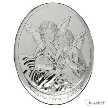 Obrazek srebrny z wizerunkiem Aniołków to idealny prezent na Chrzest Święty. To znakomita ozdoba każdego dziecięcego pokoju, która jest symbolem spokoju (1).jpg