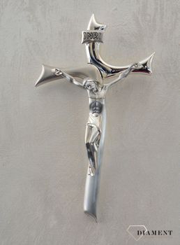 Nowoczesny srebrny krzyż na ścianę z pasyjką New Design 36 cm 003130 .Krzyż jeden z najstarszych symboli chrześcijaństwa. Symbol Ziemi Świętej.  (9).JPG