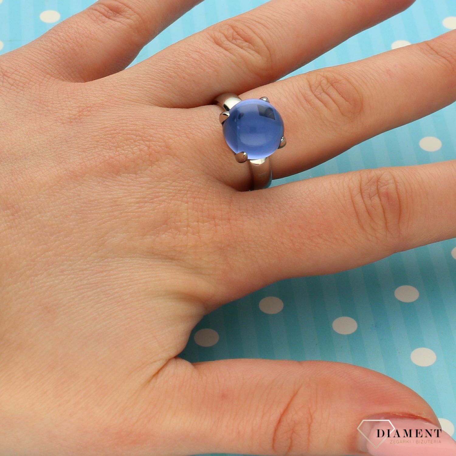 Stalowy pierścionek z oczkiem szkło murano granat M01SR5098 (2).jpg