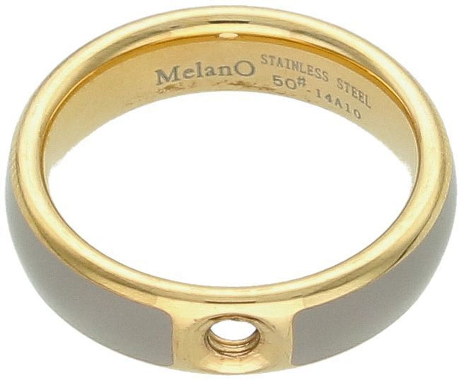 Baza pierścionka Melano Twisted w złoto-szarej kolorystyce. Wysokiej jakości stal szlachetna, szara emalia i złota rama. Personalizuj swoje pierścionki i twórz unikalną biżuterię.1.jpg