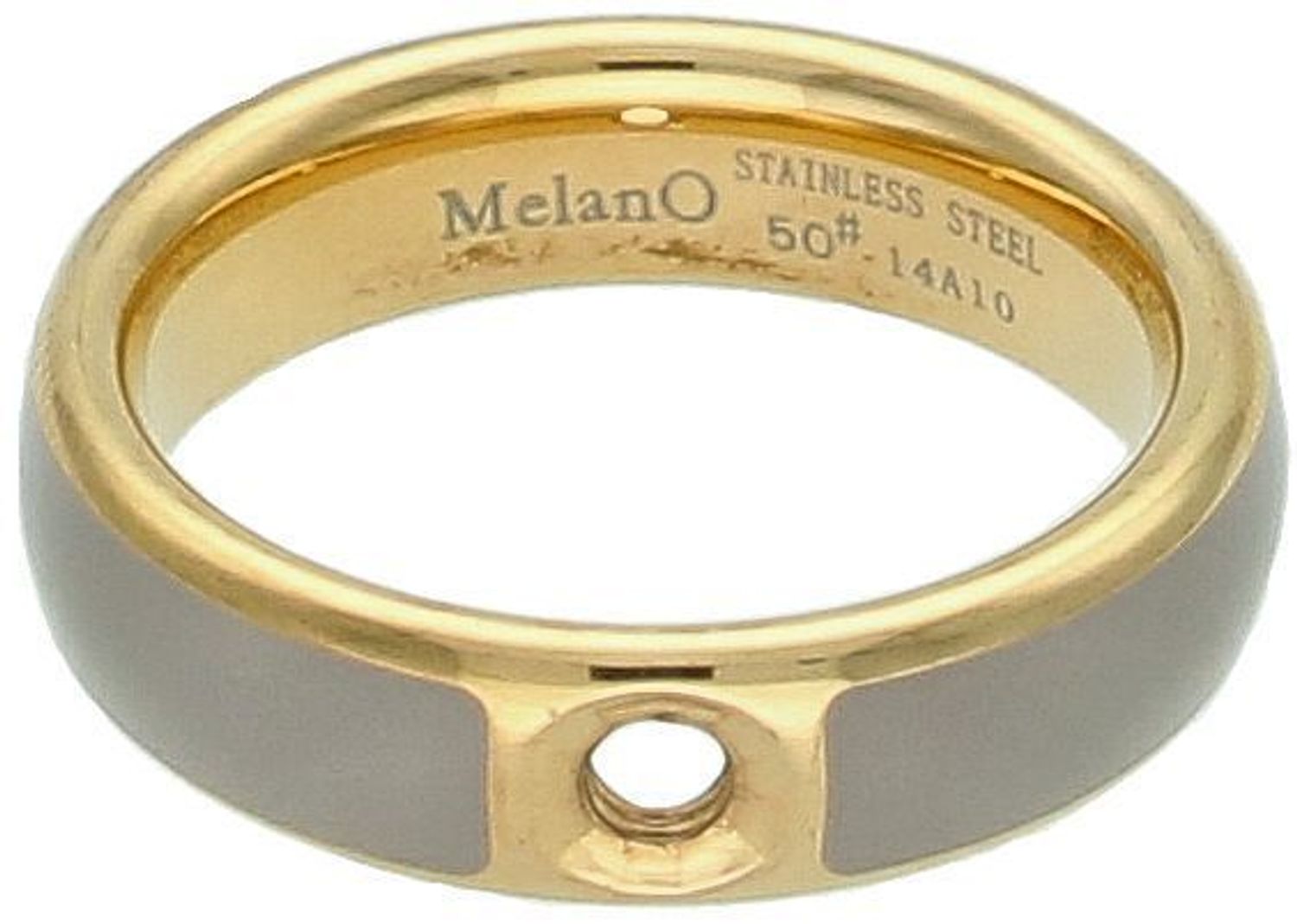 Baza pierścionka Melano Twisted w złoto-szarej kolorystyce. Wysokiej jakości stal szlachetna, szara emalia i złota rama. Personalizuj swoje pierścionki i twórz unikalną biżuterię.1.jpg