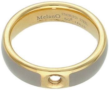 Baza pierścionka Melano Twisted w złoto-szarej kolorystyce. Wysokiej jakości stal szlachetna, szara emalia i złota rama. Personalizuj swoje pierścionki i twórz unikalną biżuterię.1.jpg