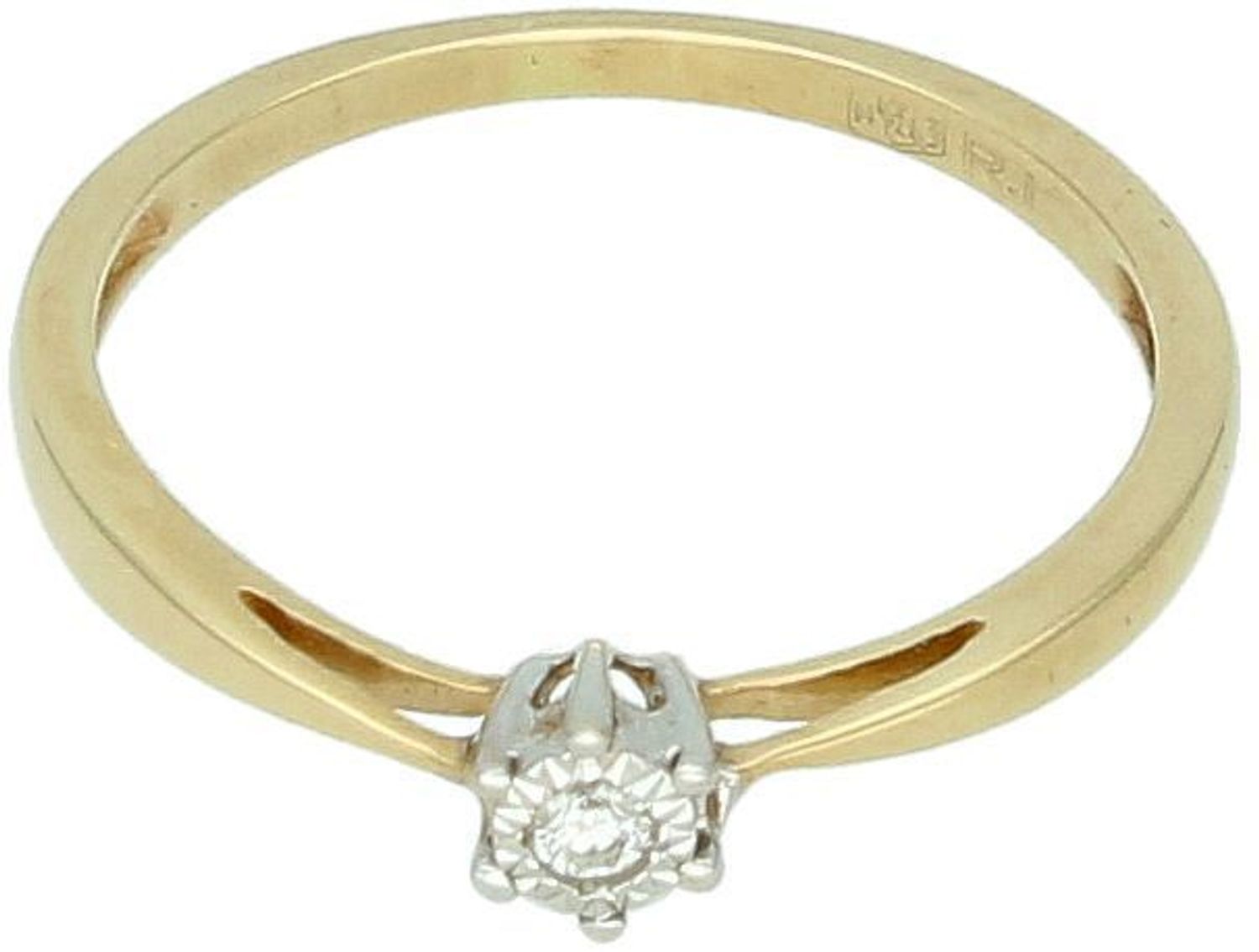 Złoty pierścionek DIAMENT oprawionym w białe złoto 585 M143 585.jpg