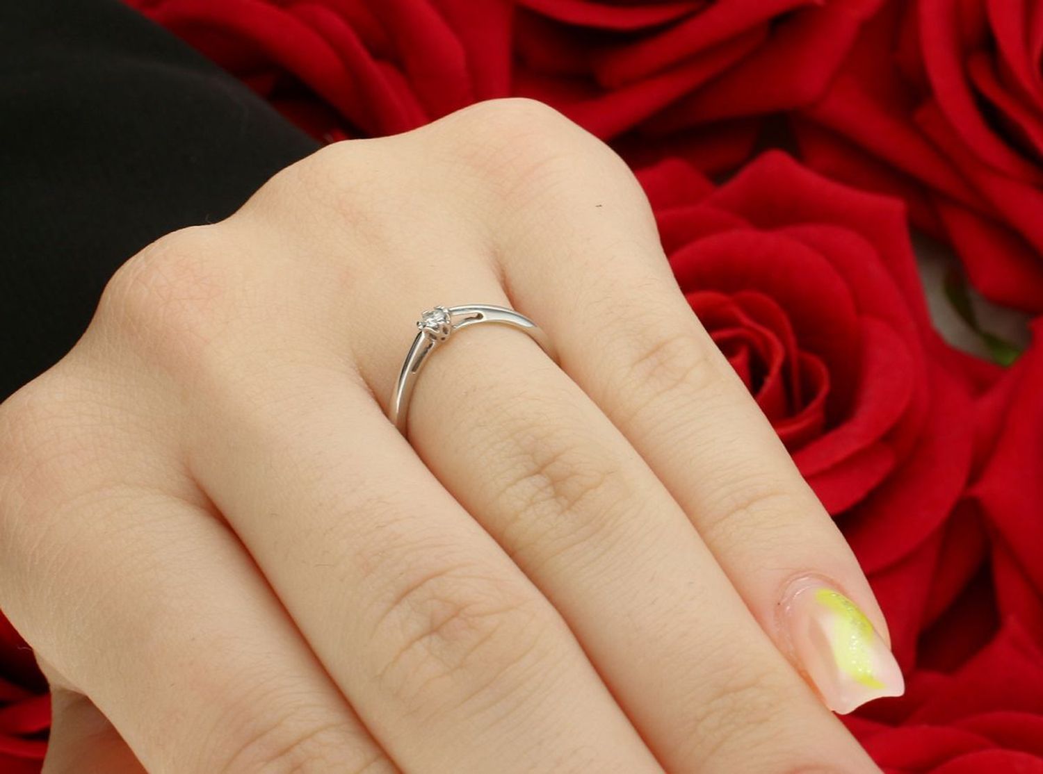 Pierścionek z białego złota z diamentem • Rozmiar 11 • Klasyczny model M15005.jpg