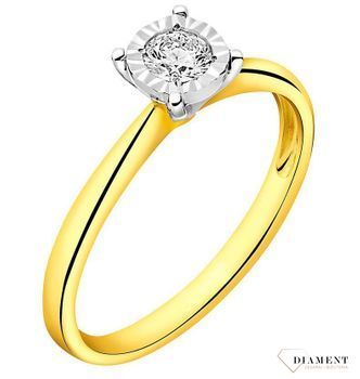 Pierścionek złoty DIAMENT, 585 diamenty M159 wykonany ze złota próby 585. Pierścionek z brylantem wielkości 0,05 ct, barwie H oraz czystości SI..jpg