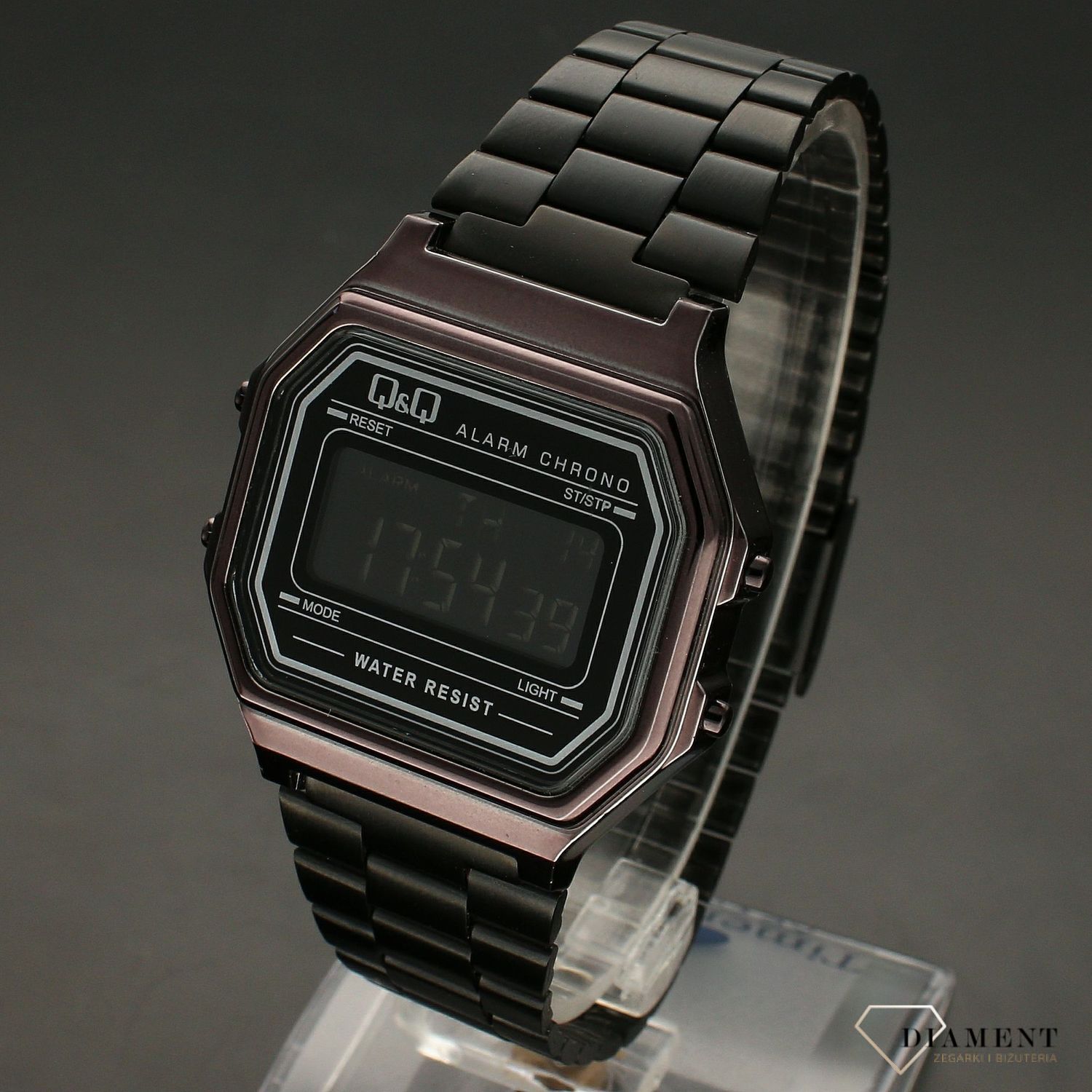 Zegarek na bransolecie QQ Lcd Retro M173-005. Zegarek damski. Zegarek męski. Zegarek elektryczny. Zegarek czarny na bransolecie. Pomysł na prezent.  (3).jpg