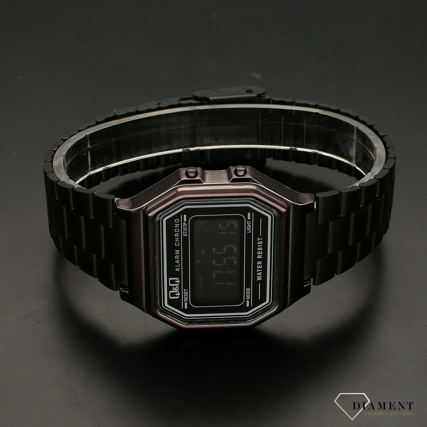 Zegarek na bransolecie QQ Lcd Retro M173-005. Zegarek damski. Zegarek męski. Zegarek elektryczny. Zegarek czarny na bransolecie. Pomysł na prezent.  (3).jpg