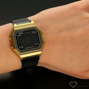 Zegarek damski czarno-złoty na bransolecie QQ LCD Retro M173-028 (5).jpg