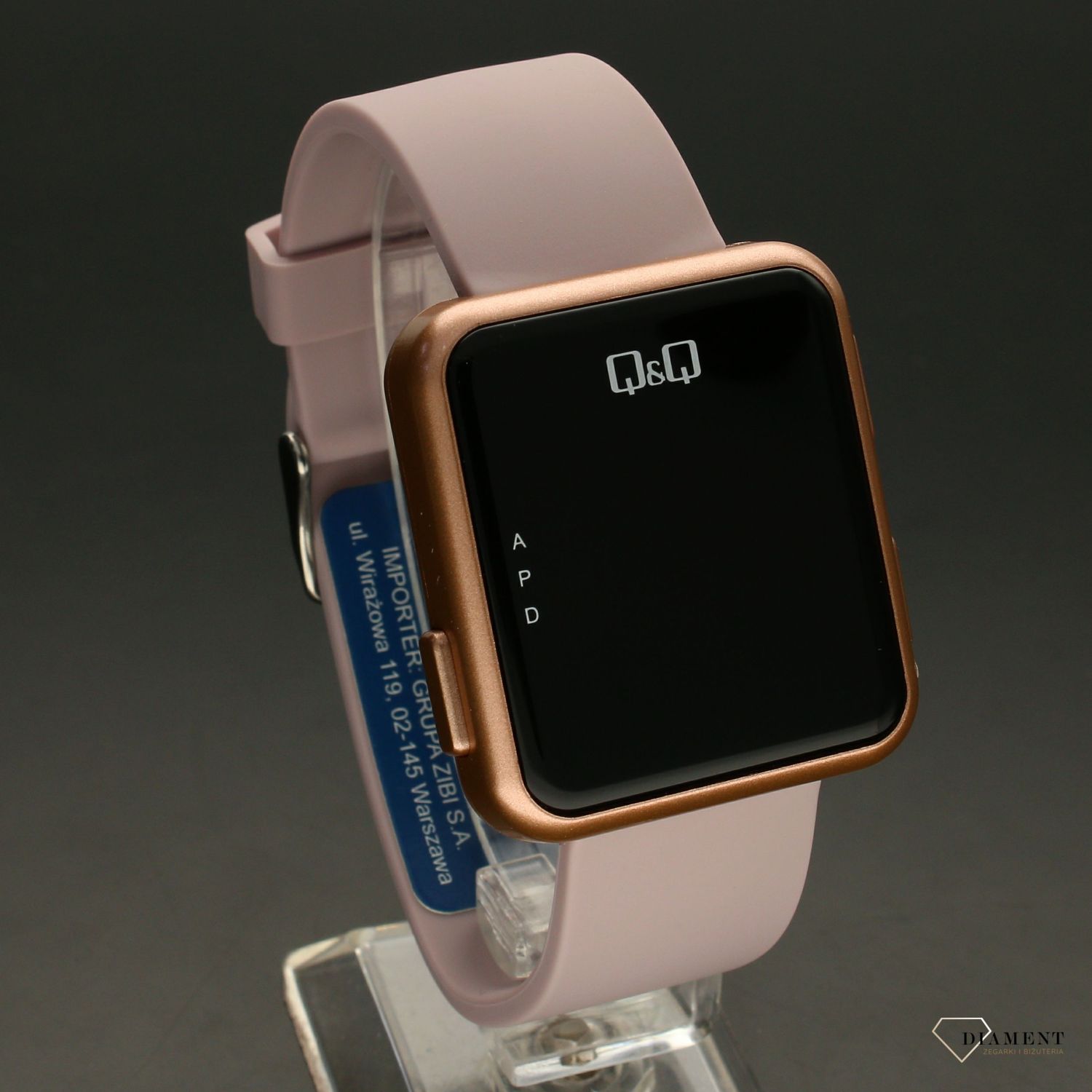 Zegarek damski cyfrowy Q&Q Różowy pasek M197-005.jpg