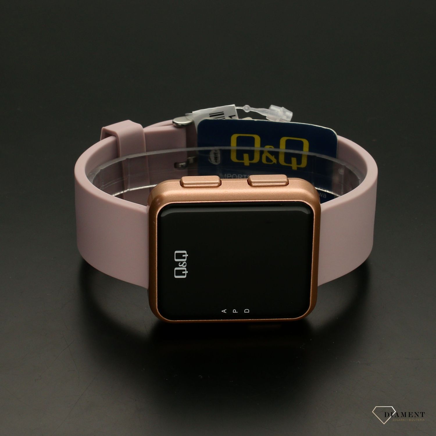 Zegarek damski cyfrowy Q&Q Różowy pasek M197-005.jpg