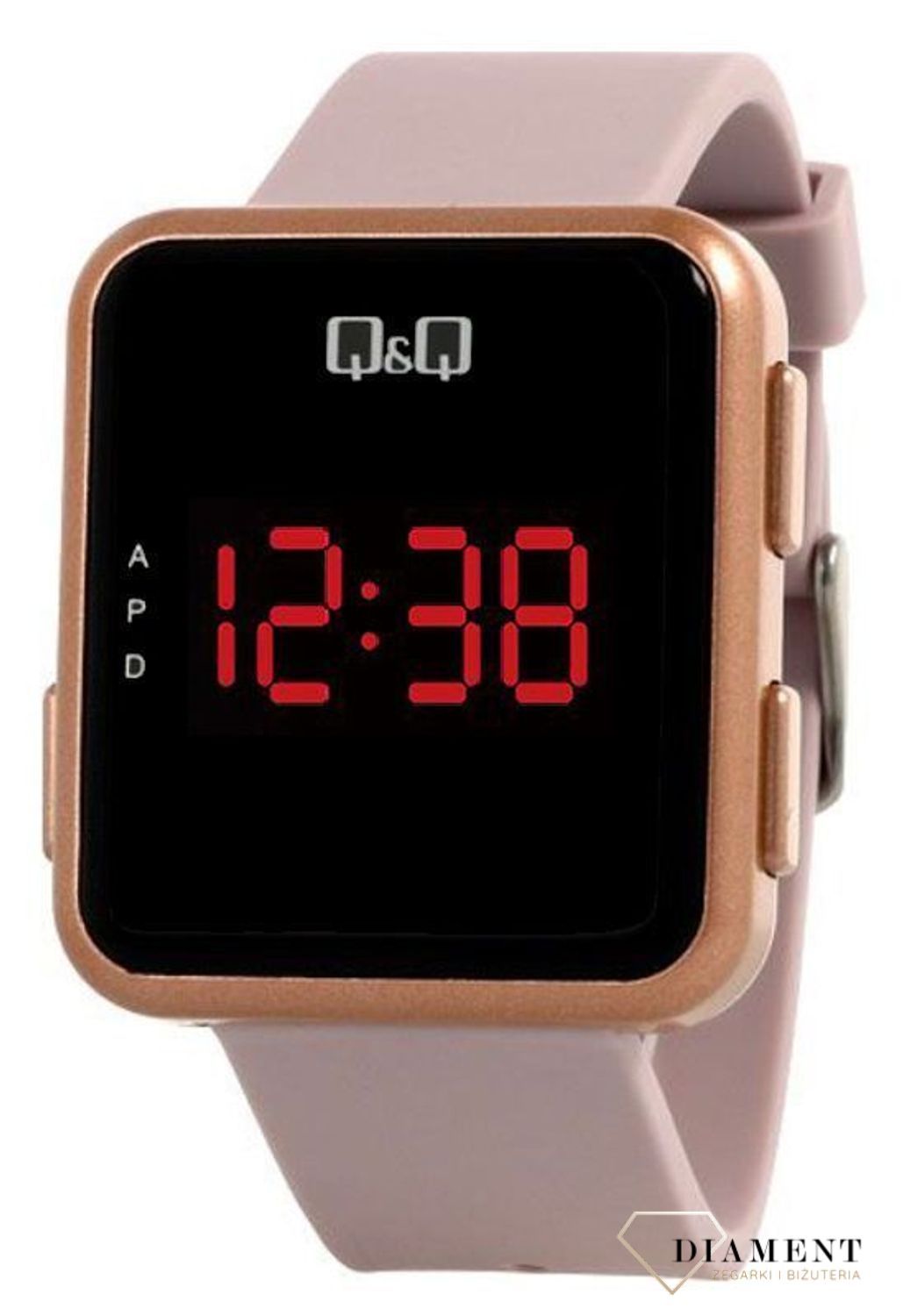 Zegarek damski cyfrowy Q&Q Różowy pasek M197-005.jpg
