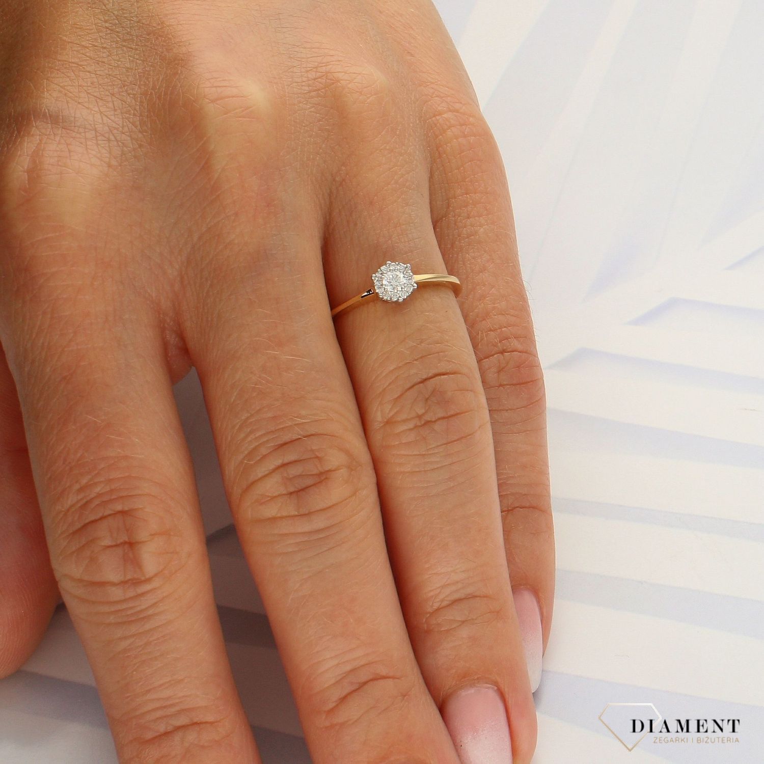 Pierścionek złoty DIAMENT żółte złoto, diamenty w białym złocie M212.jpg