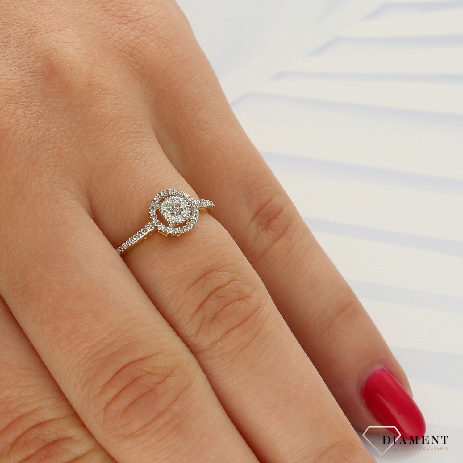 Pierścionek złoty DIAMENT, 585 diamenty. Pierścionek złoty DIAMENT.jpg