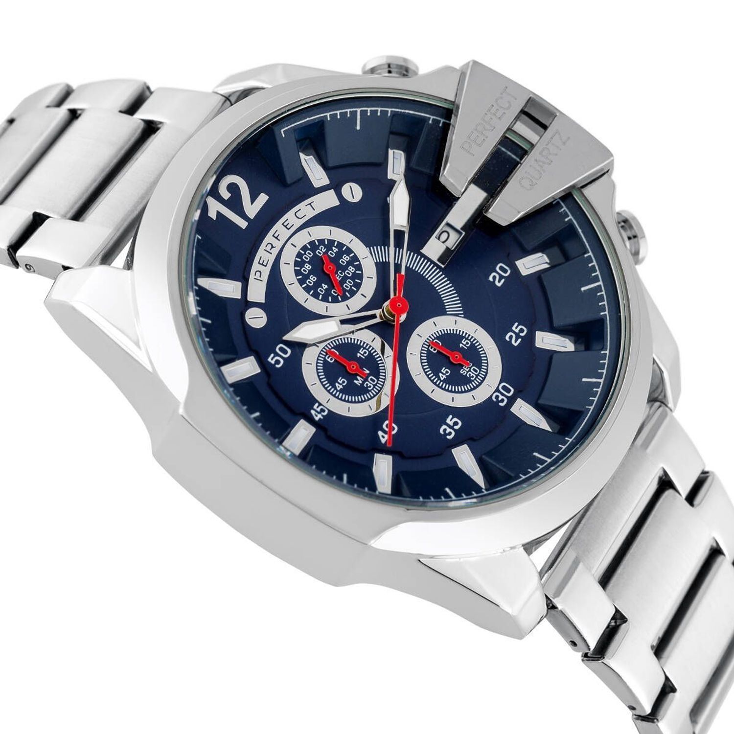 Zegarek męski Perfect M513CH-04 chronograph na srebrnej bransolecie. Męski zegarek Perfect. Zegarek męski na srebrnej bransolecie. Zegarek męski z chronografem. Zegarek męski na prezent (1).jpg