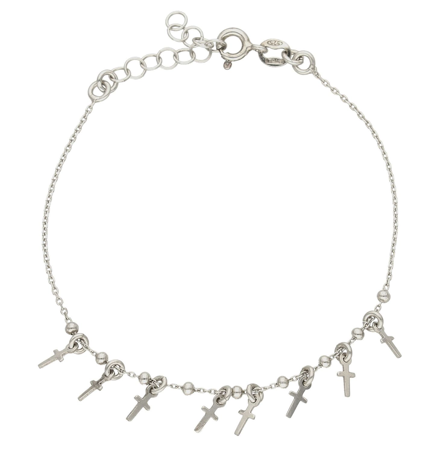 Bransoletka srebrna celebrytka z krzyżykami MABK0195. Bransoletka srebrna z krzyżykami. Bransoletka srebrna damska. Bransoletka celebrytka z cyrkonią. Bransoletka srebrna idealna na prezent. Bransoletka celebrytka na każdą oka (1).jpg