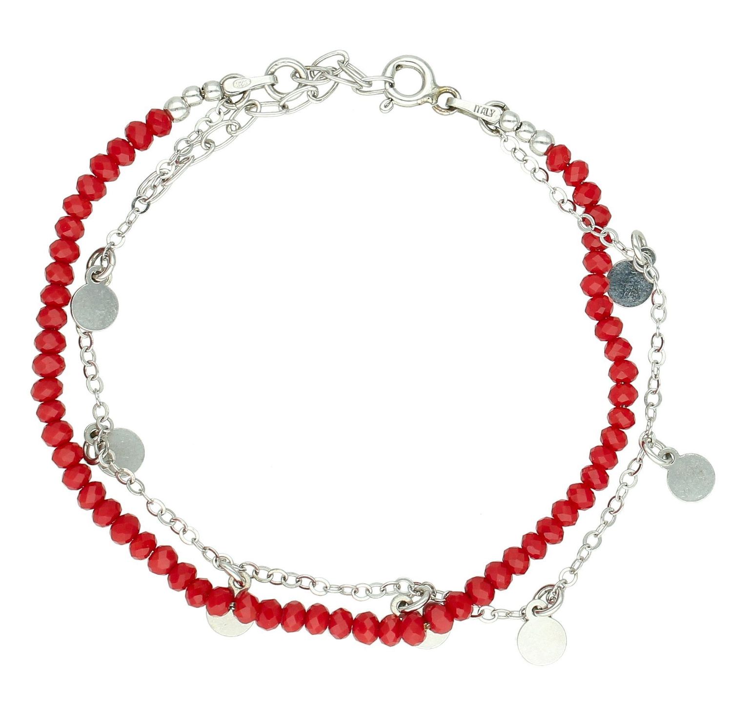 Srebrna bransoletka damska 925 z czerwonych koralików MABZ0115. Srebrna bransoletka damska. Srebrna bransoletka na prezent. Bransoletka damska z koralików. Bransoletka na prezent na Dzień Mamy (1).jpg