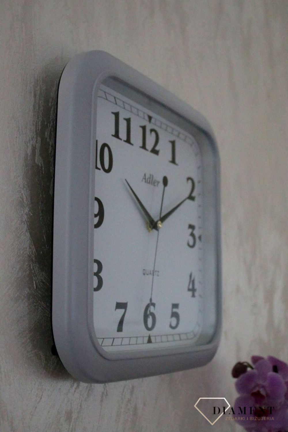 Zegar ścienny kwadratowy Adler biały MD-17 (2).JPG