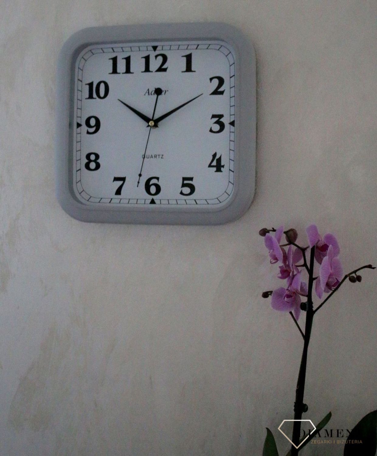 Zegar ścienny kwadratowy Adler biały MD-17 (2).JPG