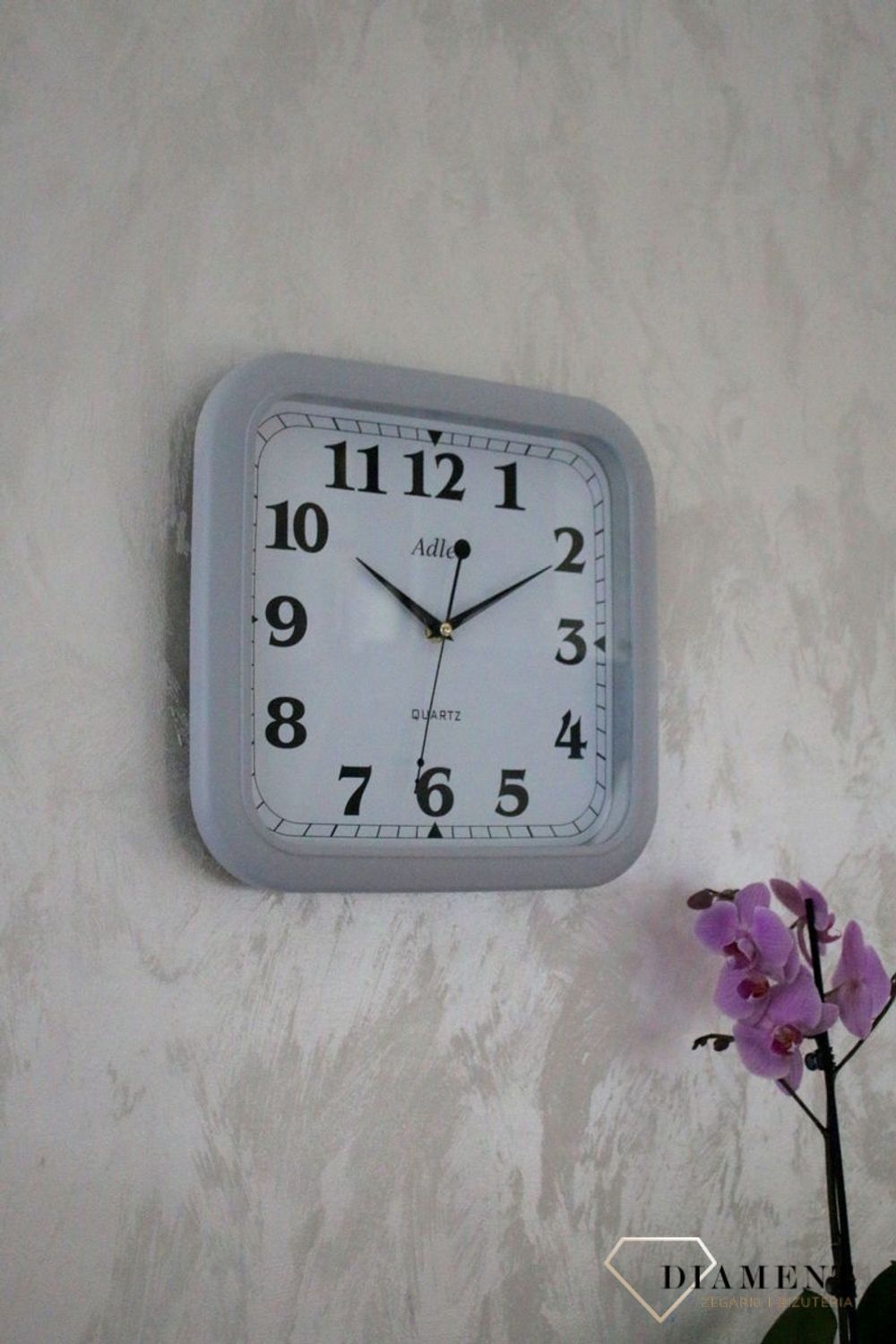 Zegar ścienny kwadratowy Adler biały MD-17 (2).JPG