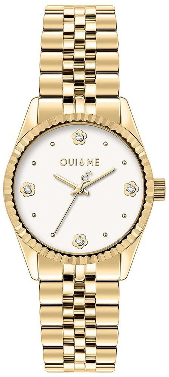 Zegarek damski złoty na bransolecie ze srebrną tarczą i kwiatkami w miejscu godzin. Ekologiczne diamenty w zegarku. Doskonały pomysł na 🎁  (2).jpg