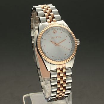 Zegarek damski na bransolecie w kolorze srebra i różowego złota Oui&Me zestaw prezentowy z bransoletką z koniczynkami  ME010280. 🎁  (2).jpg