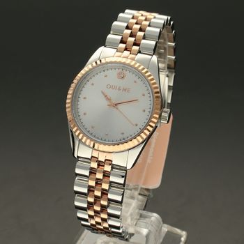 Zegarek damski na bransolecie w kolorze srebra i różowego złota Oui&Me zestaw prezentowy z bransoletką z koniczynkami  ME010280. 🎁  (3).jpg