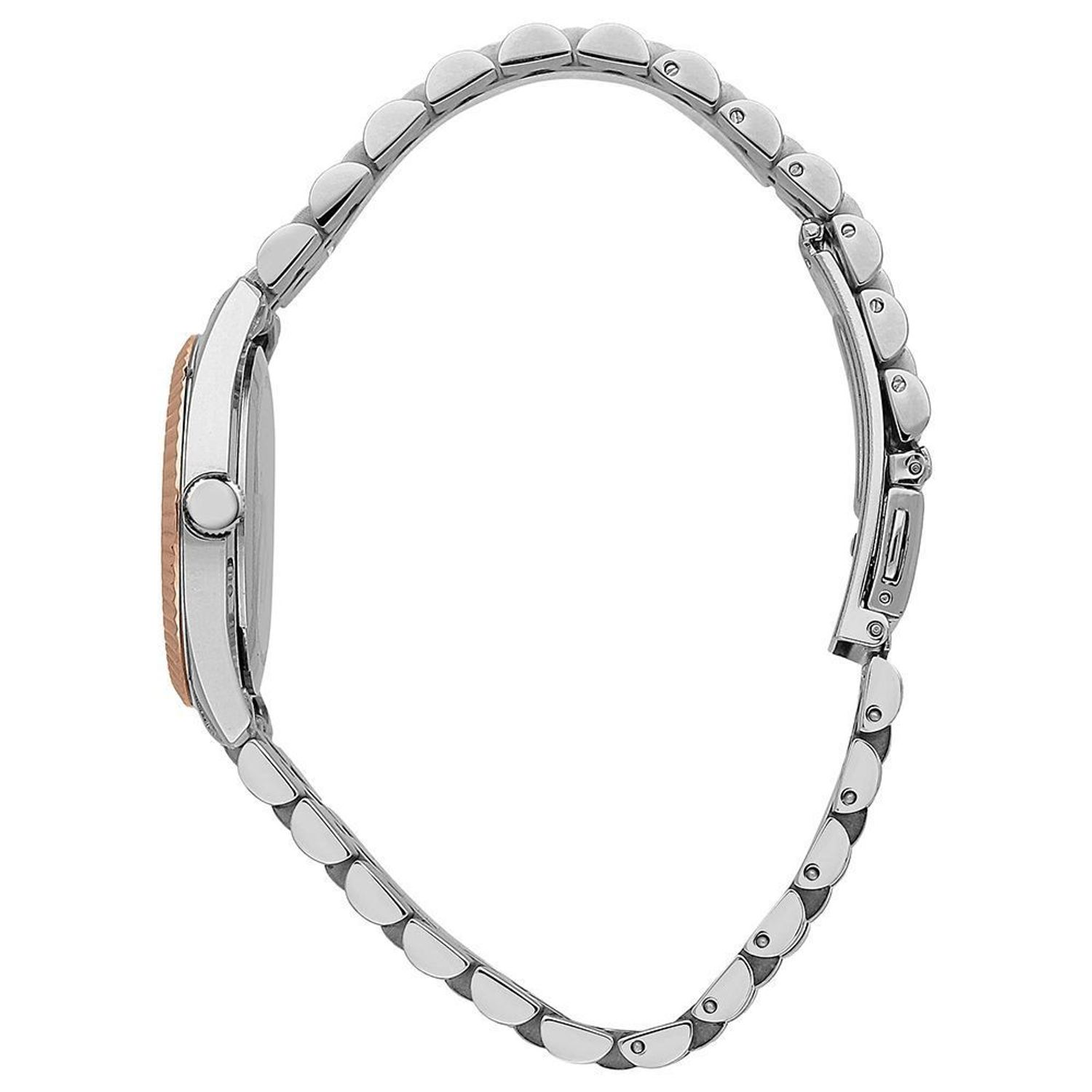 Zegarek damski na bransolecie w kolorze srebra i różowego złota Oui&Me zestaw prezentowy z bransoletką z koniczynkami  ME010280..jpg