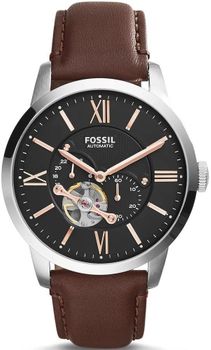 Zegarek męski Fossil TOWNSMAN Automatic ME3061. Męski zegarek automatyczny. Męski zegarek Fossil. Zegarek męski na brązowym pasku. Męski zegarek na skórzanym pasku z widocznym mechanizmem. Idealny męski zegarek automatyczny na prezent (2).jpg