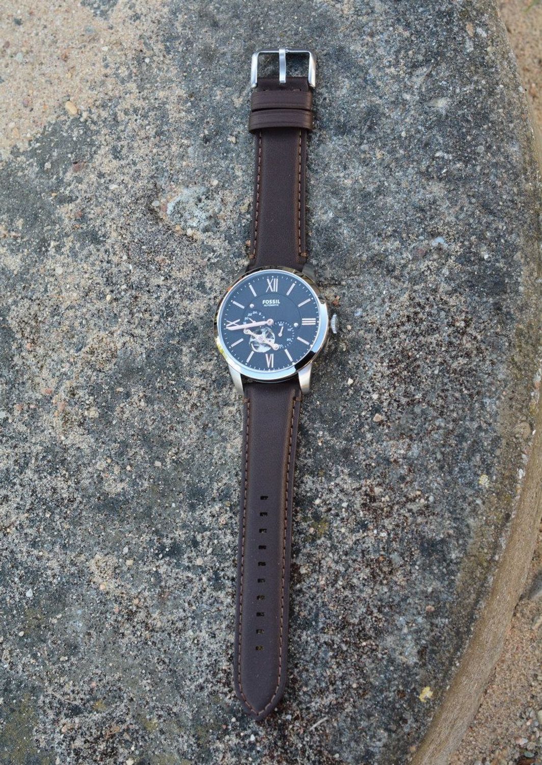 Zegarek męski Fossil TOWNSMAN Automatic ME3061. Męski zegarek automatyczny. Męski zegarek Fossil. Zegarek męski na brązowym pasku. Męski zegarek na skórzanym pasku z widocznym mechanizmem. Idealny męski zegarek automatyczny na prezent (2).jpg